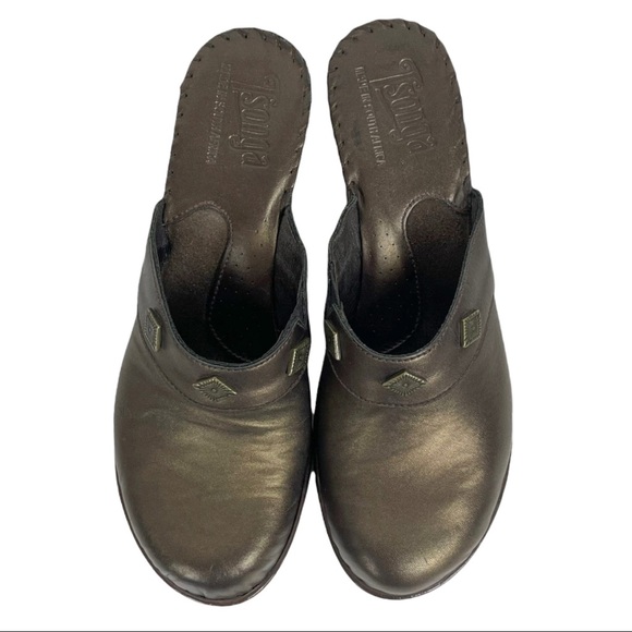 Tsonga Bronze Mules Heels With Accents Size 41 - Picture 2 of 8
